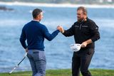 thumbnail: Rory McIlroy (left) is congratulated by Shane Lowry (right) for winning on the 18th hole during the final round of the AT&T Pebble Beach Pro-Am golf tournament at Pebble Beach Golf Links. Picture Credit: Kyle Terada-Imagn Images